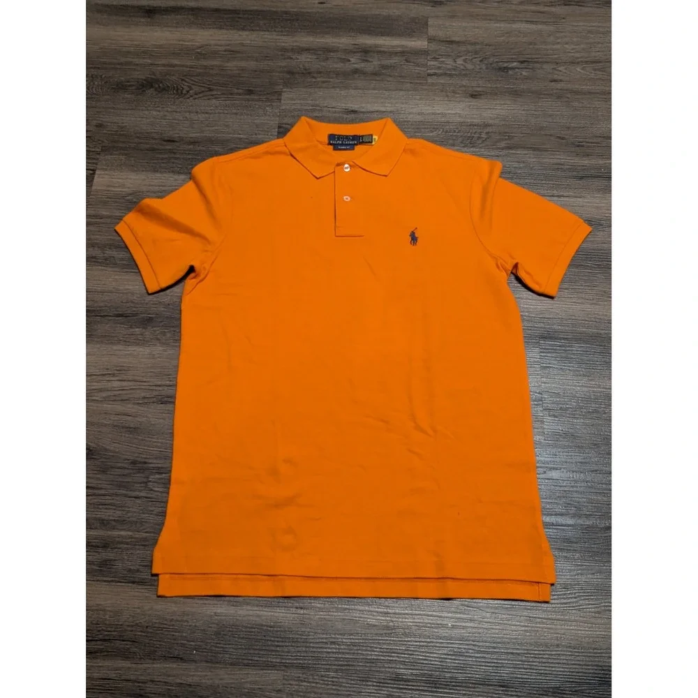Polo‎ Ralph Lauren Men Small Orange Classic Fit Short Sleeve Pique Polo Shirt